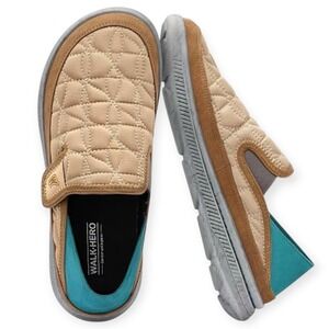 Walk Hero Arch Fit Men’s 13 Quilted Slip On Orthotic Loafers Tan Teal WG‑2401